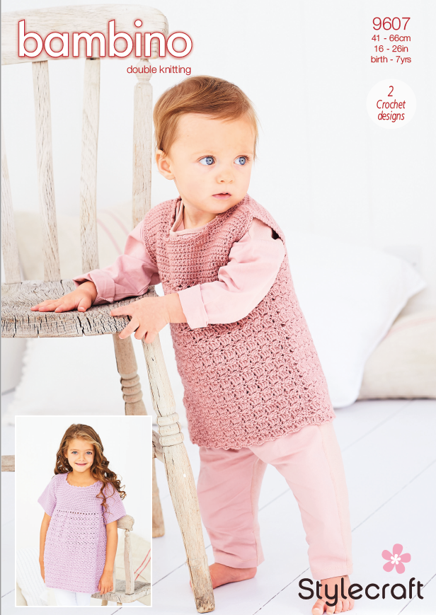 Stylecraft Bambino DK Pattern 9607- Crochet Cabbage Patch Dress