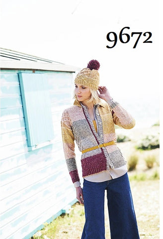 Stylecraft Batik Swirl DK Pattern 9672 - Cardigan, Hat & Wristwarmers