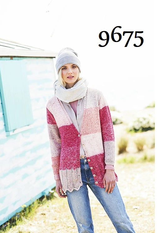 Stylecraft Batik Swirl DK Pattern 9675 - Cardigan, Scarf & Hat - Crafty