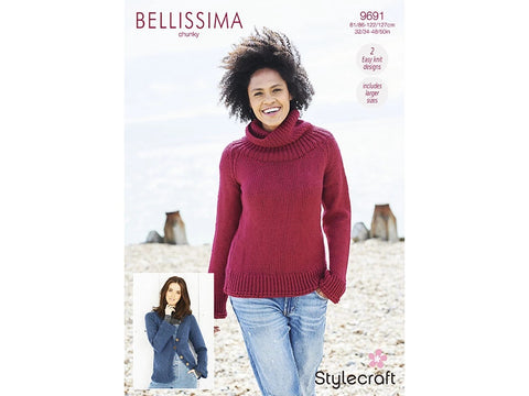Stylecraft Bellissima Chunky Pattern 9691- Sweater & Cardigan