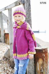 Stylecraft Bellissima DK Pattern 9706 - Cardigan, Scarf And Hat