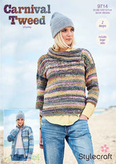 Stylecraft Carnival Tweed Pattern 9714 - Cardigan & Sweater - NOW €1.00