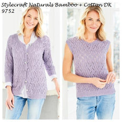 Stylecraft Naturals Bamboo + Cotton DK Pattern 9752 - Cardigan and Vest