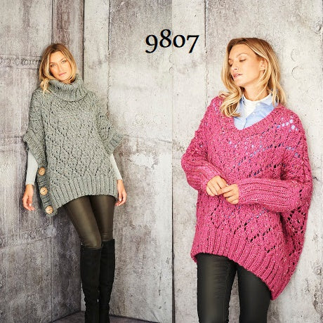 Stylecraft Special XL Tweed Super Chunky Pattern 9807 - Sweater and Poncho