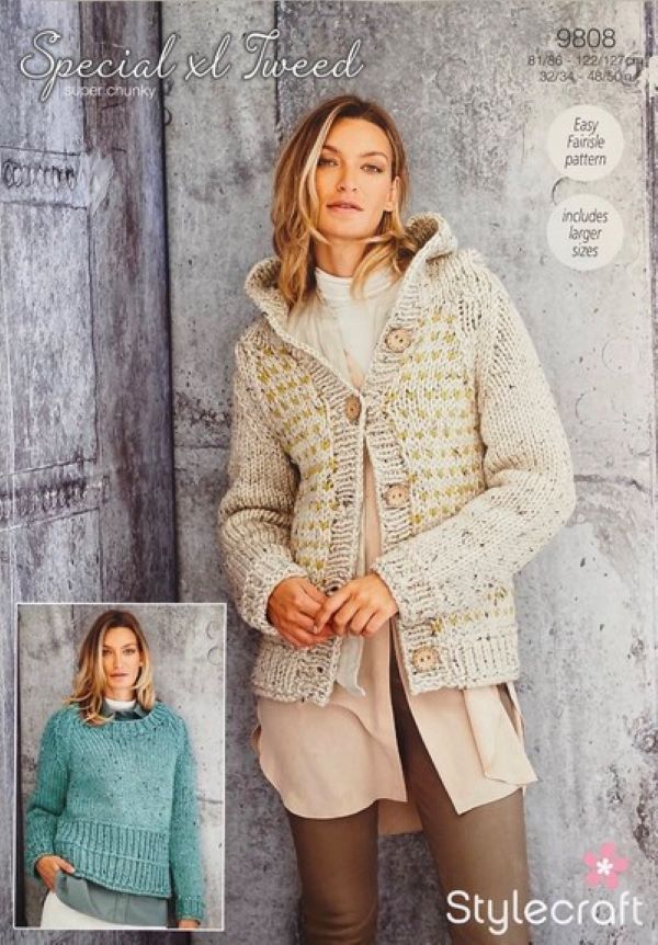 Stylecraft Special XL Tweed Super Chunky Pattern 9808 - Jacket & Sweater