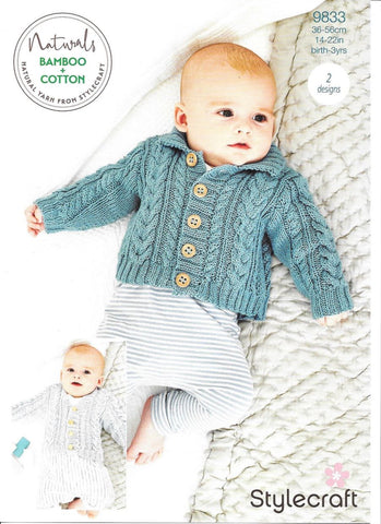 Stylecraft Naturals Bamboo + Cotton DK Pattern 9833 - Cardigans