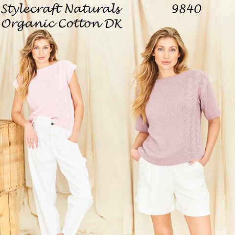 Stylecraft Naturals Organic Cotton DK Pattern 9840 - Tops - NOW €1.00