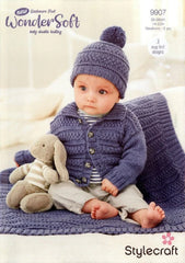 Stylecraft Wondersoft DK Pattern 9907 - Cardigan, Hat & Blanket