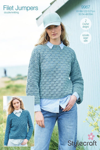 Stylecraft Filet Jumpers Crochet Pattern 9967