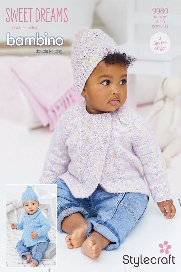 Stylecraft Sweet Dreams & Bambino DK Pattern 9980 - Jackets & Hat
