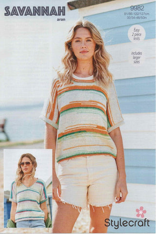 Stylecraft Savannah Aran Pattern 9982 - Tops - NOW €1.00