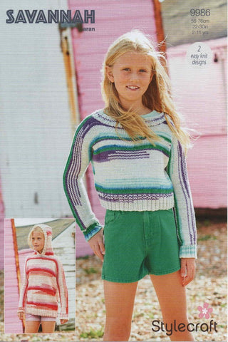 Stylecraft Savannah Aran Pattern 9986 - Hoodie & Sweater