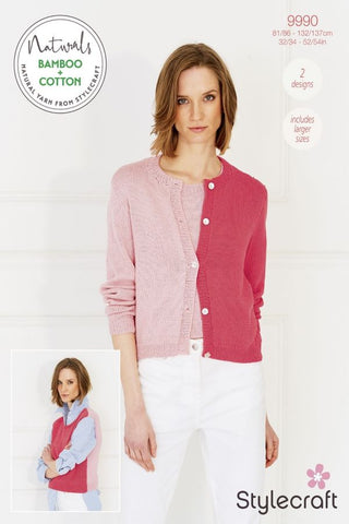 Stylecraft Naturals Bamboo + Cotton DK Pattern 9990 - Cardigan & Top