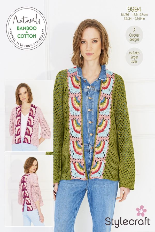 Stylecraft Naturals Bamboo Cotton DK Pattern 9994 Crochet Jackets stylecraft-naturals-bamboo-cotton-dk-pattern-9994-crochet-jackets