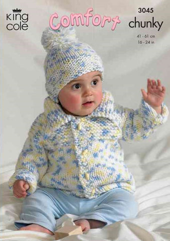 King Cole Comfort Chunky Pattern 3045 Sweater, Jacket, Bolero & Hat