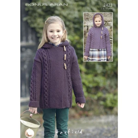 Hayfield Bonus Aran Pattern 2423 - Duffle Coats