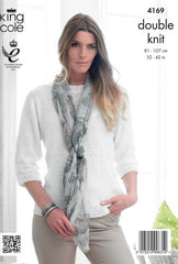 King Cole Giza Cotton DK Pattern 4169 - Sweater & Cardigan