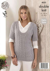 King Cole Giza Cotton DK Pattern 4531 - Top & Cardigan