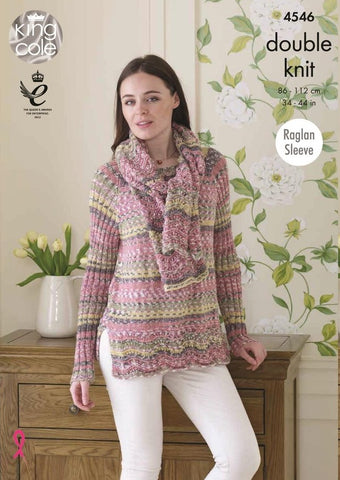 King Cole Drifter DK Pattern 4546 - Cardigan, Sweater & Scarf