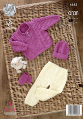 King Cole Comfort Aran Pattern 4645 - Sweaters, Trousers, Hat & Mittens