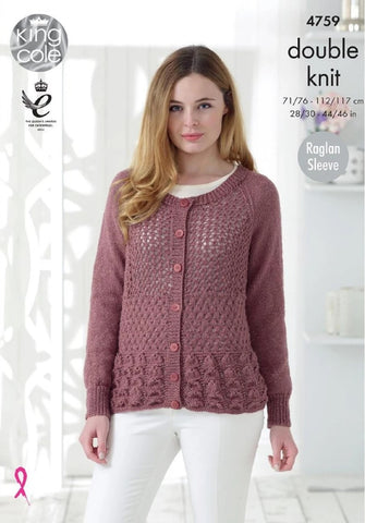 King Cole Glitz DK Pattern 4759 - Sweater & Cardigan