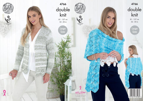 King Cole Vogue DK Pattern 4766 - Cardigan & Shawl - NOW €1.00