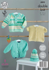 King Cole Cherish & Cherished DK Pattern 4805 - Jacket, Sweater, Cardigan & Hat