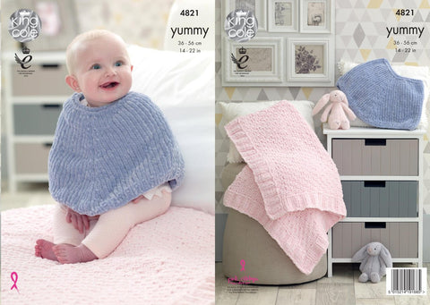 King Cole Yummy Pattern 4821 - Poncho & Blanket