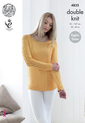 King Cole Bamboo Cotton DK Pattern 4835 - Sweater & Cardigan