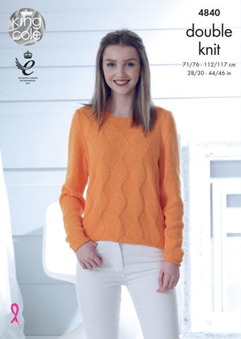 King Cole Cottonsoft DK Pattern 4840 - Slipover & Sweater
