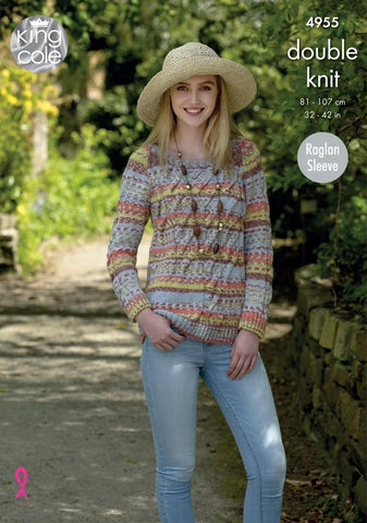 King Cole Drifter DK Pattern 4955 - Sweater & Cardigan