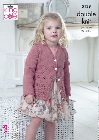 King Cole Cottonsoft DK Pattern 5129  - Long & Short Sleeved Cardigans