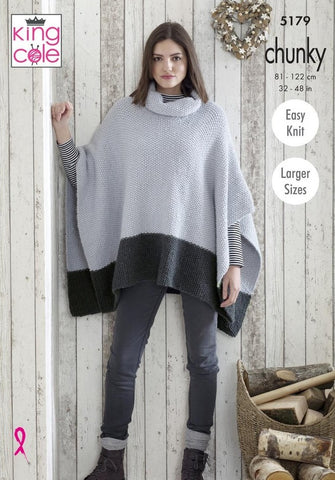 King Cole Timeless Chunky Pattern 5179  - Ladies Ponchos