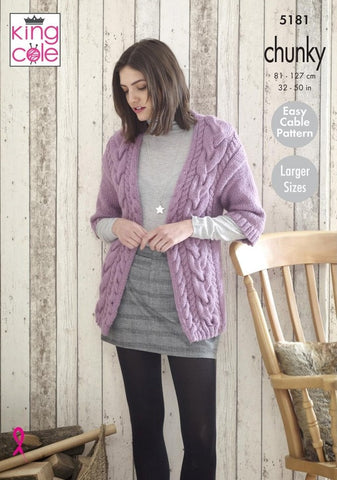 King Cole Timeless Chunky Pattern 5181 - Jacket, Waistcoat & Hat