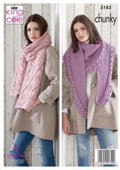 King Cole Timeless Chunky Pattern 5183 - Shawls