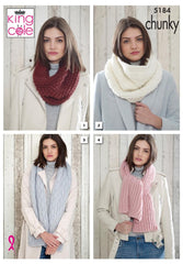 King Cole Timeless Chunky Pattern 5184 - Snoods & Scarves
