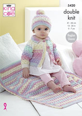 King Cole Beaches DK Pattern 5420 - Cardigan, Hat & Blanket