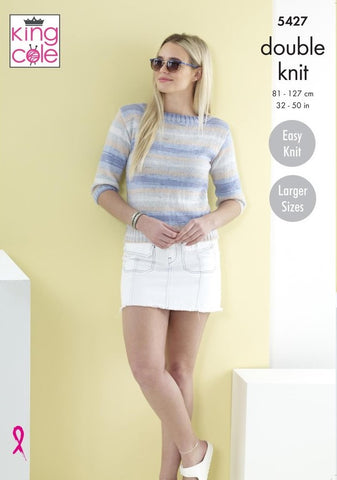 King Cole Beaches DK Pattern 5427 - Ladies Sweater & Wrap