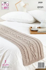 King Cole Wool Aran Pattern 5959 - Blanket, Floor Cushion & Bed Runner
