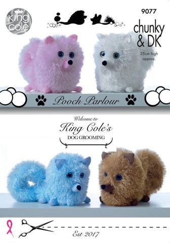 King Cole Tinsel Chunky and Dollymix DK Pattern 9077 -  Pomeranian Dogs