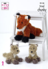 King Cole Tinsel Chunky Knitting Pattern 9110 - Tinsel Fox