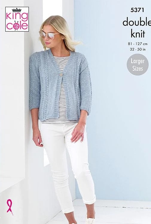 King Cole Cotton Top DK Pattern 5371 - Ladies Cardigans