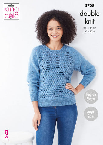 King Cole Big Value Tweed DK Pattern 5708 - Cardigan & Sweater