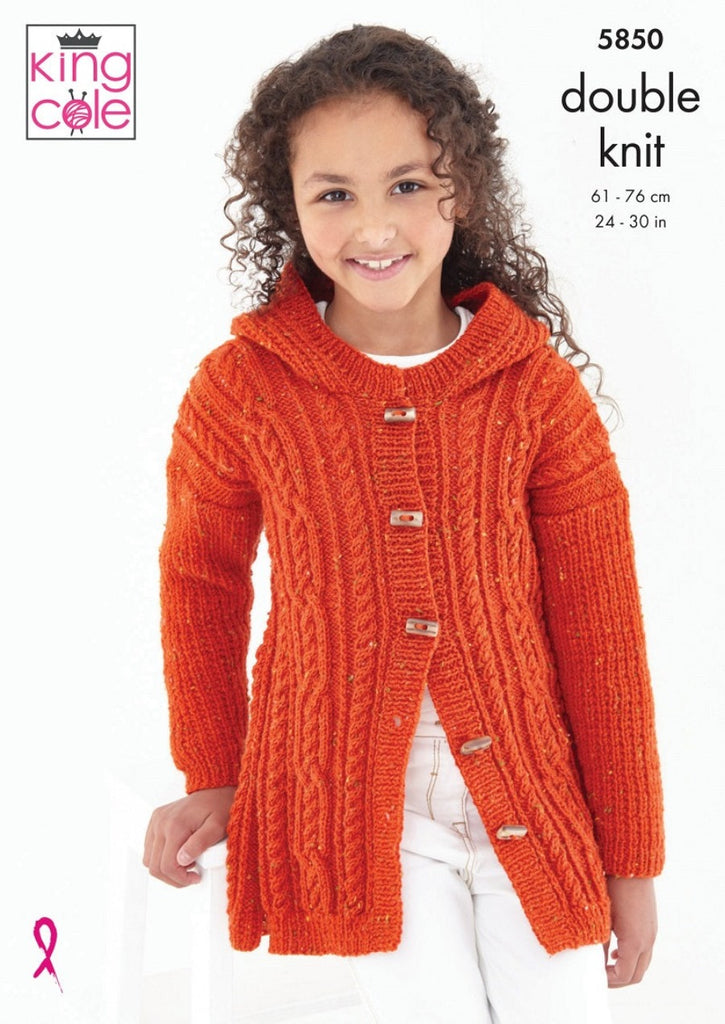 King Cole Big Value Tweed DK Pattern 5850 - Cardigan & Sweater