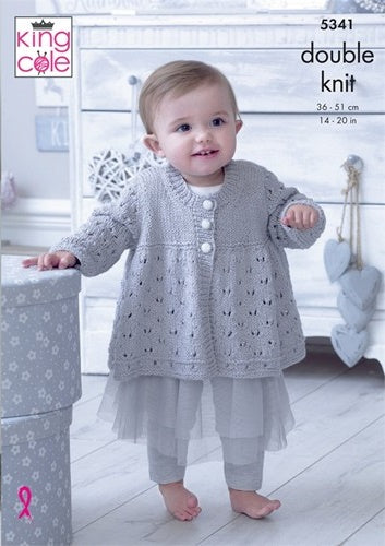 King Cole Finesse Cotton Silk DK Pattern 5341 Matinee Jacket, Hat, Bootees & Blanket