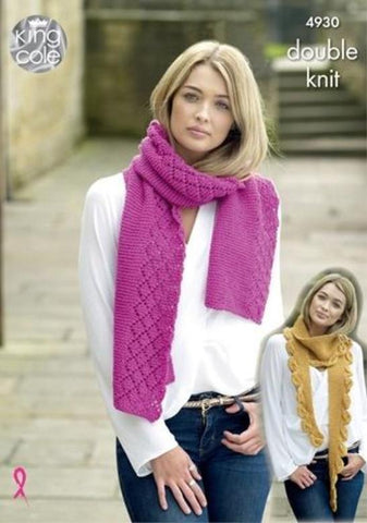 King Cole Majestic DK Pattern 4930 - Scarves