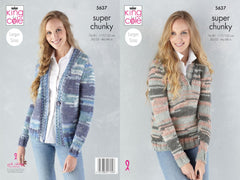 King Cole Quartz Super Chunky Pattern - 5637 Sweater & Cardigan