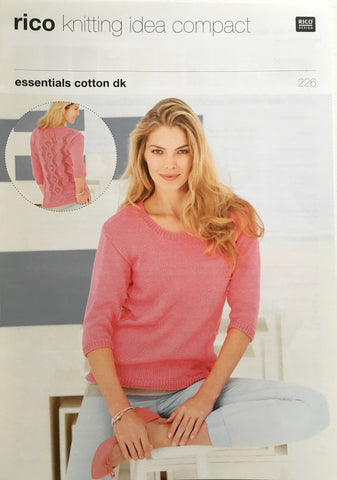 Rico Essentials Cotton DK Pattern 226 - Scoop & V Neck Sweaters with Lacy Backs