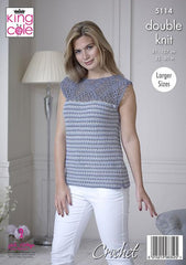King Cole Finesse Cotton Silk DK Pattern 5114  Crochet Jacket & Top