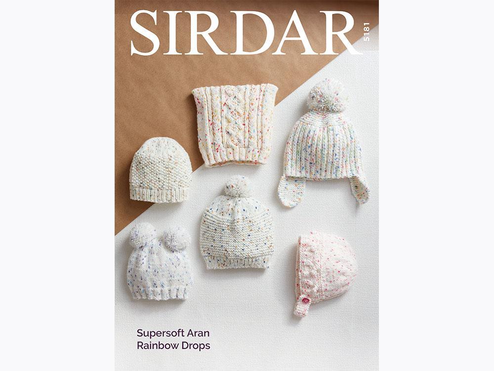 Sirdar Supersoft Aran Rainbow Drops Pattern 5181 - Hats
